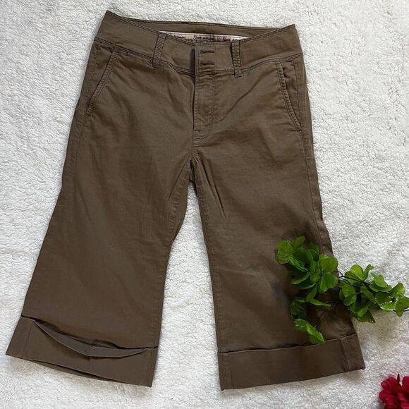 Seven7 Womens For all makind Pants Size 27 Capri Brown‎ Wideleg Crop Dojo - Picture 1 of 10